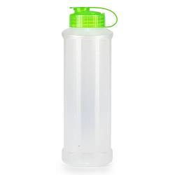 Foto van Drinkfles/waterfles/bidon - 1600 ml - transparant/groen - kunststof - drinkflessen