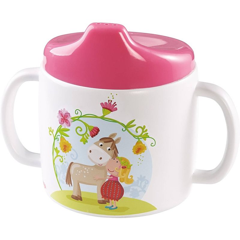 Foto van Haba drinkbeker vicki & pirli 10 cm wit/roze