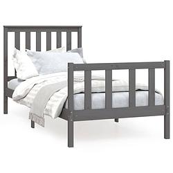 Foto van The living store houten bedframe - bedframe - 205.5 x 96 x 101 cm - massief grenenhout - grijs