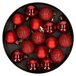 Foto van Kunststof mini kerstballen rood 17x stuks 3 cm - kerstbal