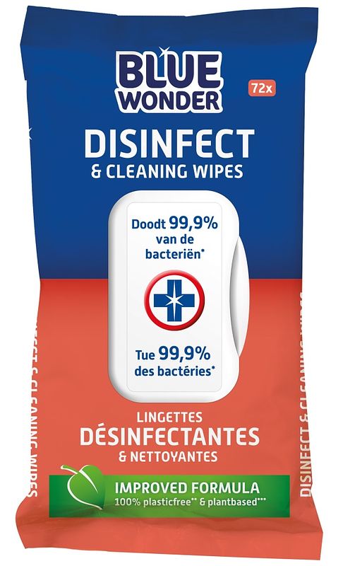 Foto van Blue wonder disinfect & cleaning wipes 72 stuks bij jumbo