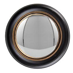 Foto van Clayre & eef spiegel ø 23 cm zwart goudkleurig hout glas rond grote spiegel wand spiegel muur spiegel zwart grote