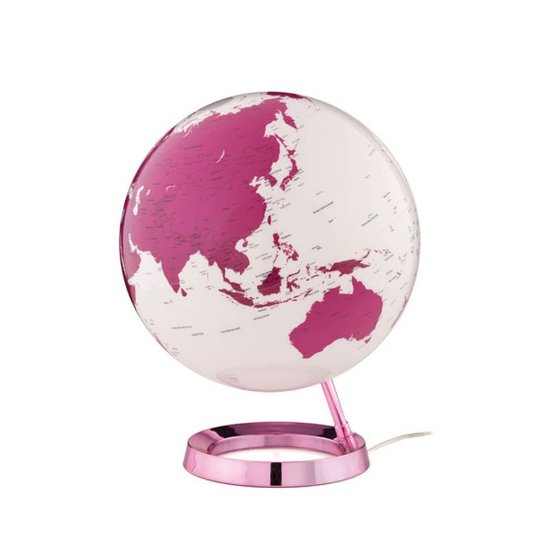 Foto van Globe bright hot pink 30cm diameter kunststof voet met verlichting