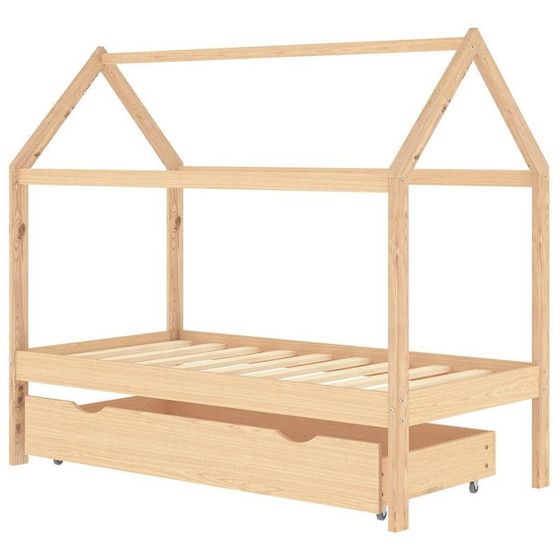 Foto van The living store kinderbedframe boomhutstijl - grenenhout - 166x87x140 cm - inclusief bedlade - geschikt voor matras