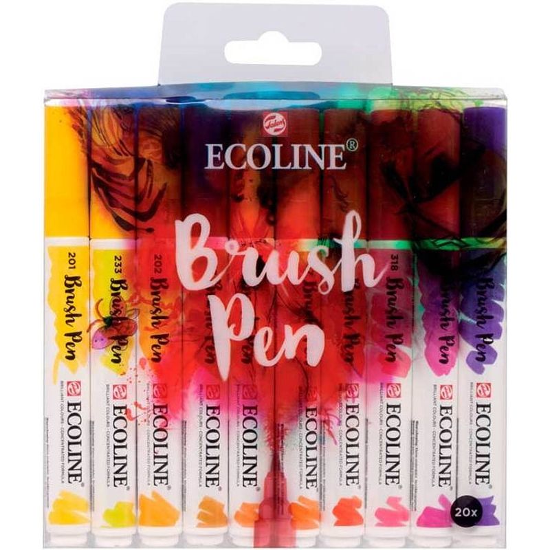 Foto van Talens markeerstiften ecoline brush pen kleurenassorti 20 stuks