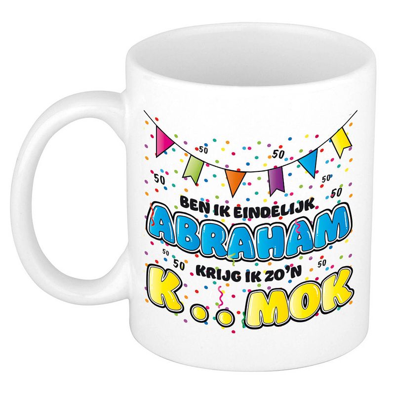 Foto van Bellatio decorations verjaardag/cadeau mok 50 jaar - abraham - keramiek - 300 ml - feest mokken