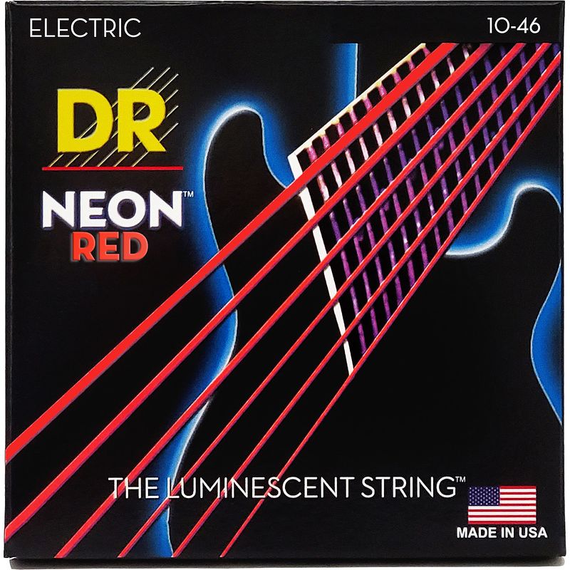 Foto van Dr strings nre-10 hi-def neon red medium 10-46 elektrische gitaarsnaren