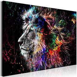 Foto van Artgeist crazy lion wide canvas schilderij