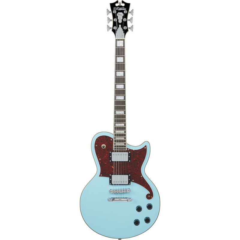 Foto van D'sangelico premier atlantic sky blue elektrische gitaar met gigbag