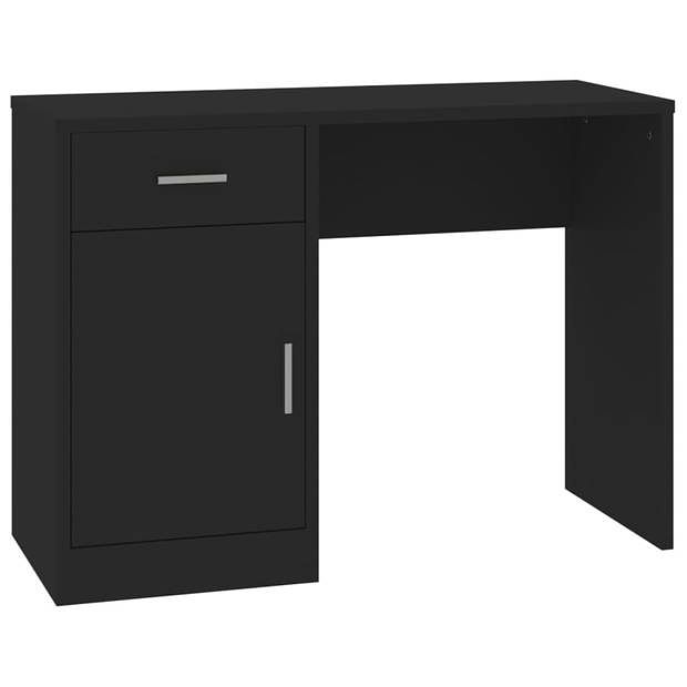 Foto van Vidaxl bureau met kast en lade 100x40x73 cm bewerkt hout zwart