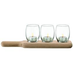 Foto van L.s.a. - paddle theelicht houder set met serveerplank set van 3 stuks - glas - transparant