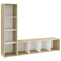 Foto van Vidaxl tv-meubelen 2 st 142,5x35x36,5 cm spaanplaat wit sonoma eiken