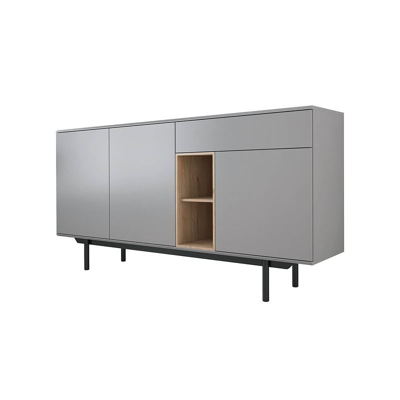 Foto van Meubella - dressoir iris - grijs - eiken - 175 cm