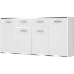 Foto van Pilvi laag dressoir 4 deuren 4 laden - mat wit - b 162,3 x d 34,2 x h 88,1 cm