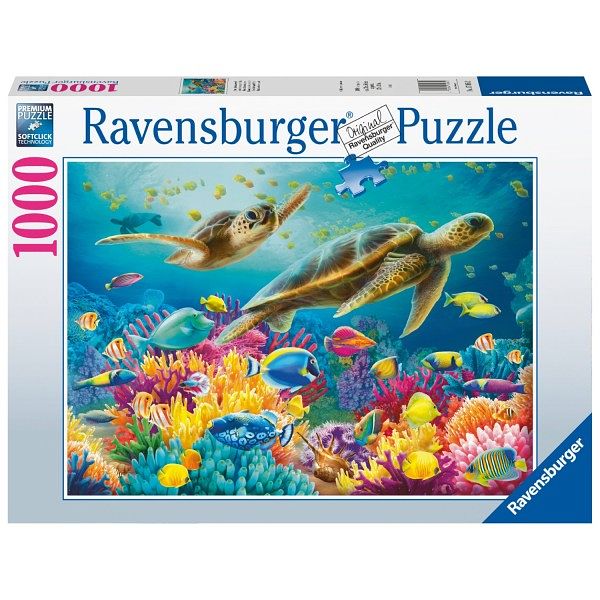 Foto van Ravensburger puzzel blauwe onderwaterwereld 1000 stukjes