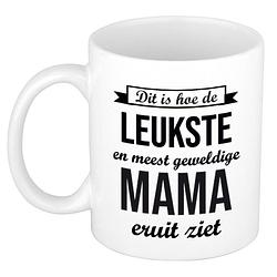 Foto van Leukste en meest geweldige mama cadeau koffiemok / theebeker wit 300 ml - feest mokken