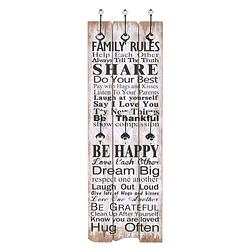 Foto van The living store kapstok - vintage family rules - mdf en metaal - 40x120 cm