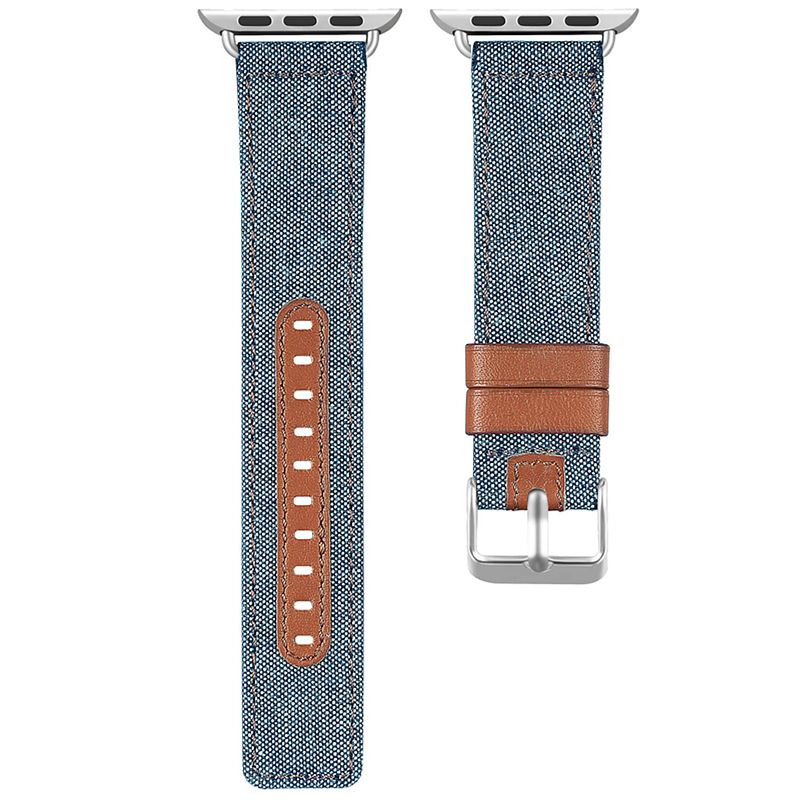 Foto van Smartphoneclip - bandje jeans & leer blauw - voor apple watch 42-44mm