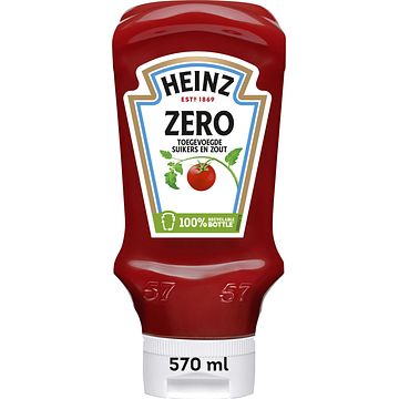 Foto van Heinz tomaten ketchup zero (zonder toegevoegde suikers & zout) 570ml bij jumbo