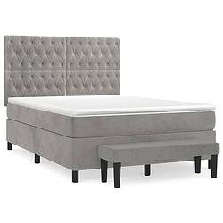 Foto van The living store boxspringbed the living store - comfort - bed - 203x144x118/128 cm - lichtgrijs