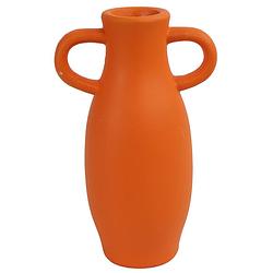 Foto van Decoratie amphora kruik of vaas - oranje terracotta - d12 x h20 cm - smalle opening - vazen