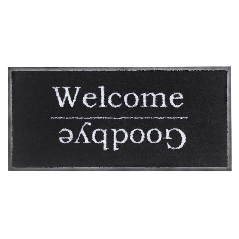 Foto van Droogloopmat welcome/goodbye zwart 40x80 cm