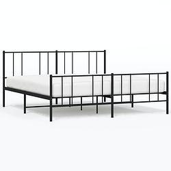 Foto van Vidaxl bedframe met hoofd- en voeteneinde metaal zwart 180x200 cm