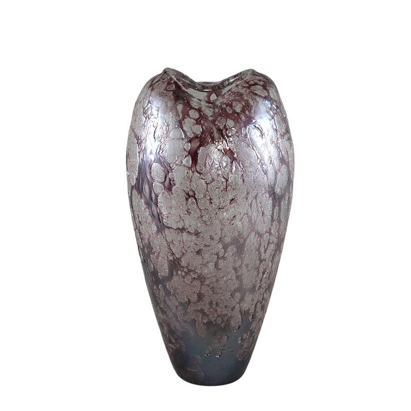 Foto van Ptmd michellee purple solid glass vase round smoke l