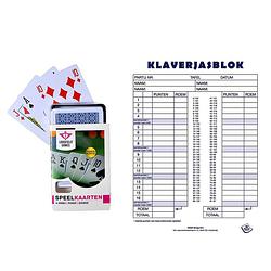Foto van Scoreblok klaverjassen spel 50 vellen met 2 pakjes speelkaarten - kaartspel