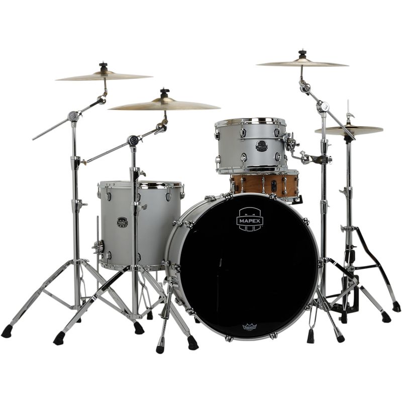 Foto van Mapex se446xhpd saturn evo. hybrid rock powerhouse iridium silver 3d. shellset