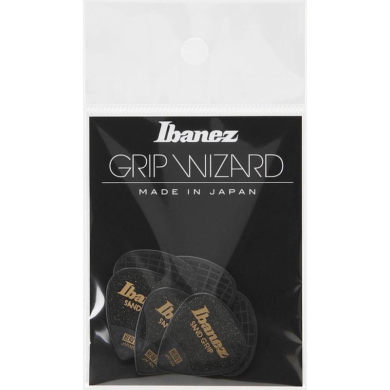 Foto van Ibanez ppa16hsgbk grip wizard sand grip plectrumset 6-pack heavy zwart