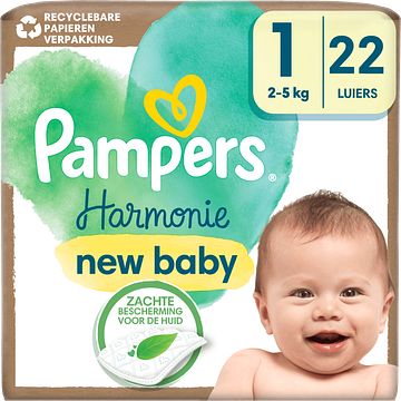 Foto van Pampers harmonie luiers maat 1, 22 luiers, 2kg5kg bij jumbo