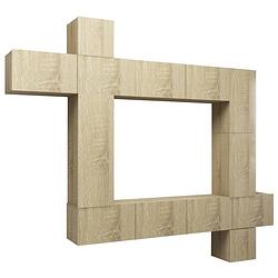 Foto van The living store televisiemeubelset - sonoma eiken - spaanplaat - 30.5 x 30 x 30 cm - 100 x 30 x 30 cm - 30.5 x 30 x