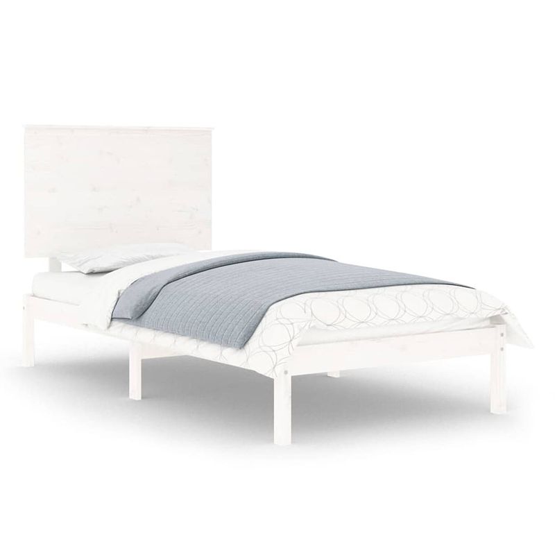 Foto van The living store bedframe grenenhouten - 90x200 cm - wit - montage vereist