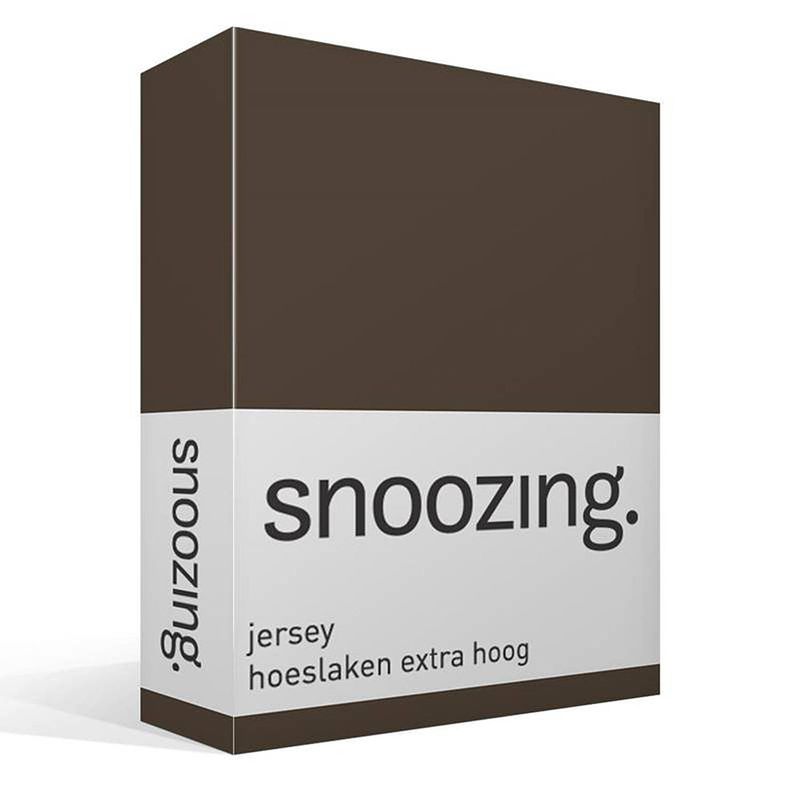 Foto van Snoozing - hoeslaken - extra hoog - jersey - 90x210 /220 - bruin