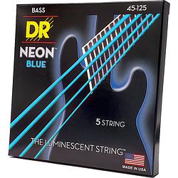 Foto van Dr strings nbb5-45 hi-def neon blue 45-125 set 5 snaren voor elektrische basgitaar