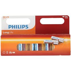 Foto van Philips aa-batterijen - r6l12w - 12 stuks batterij pack - zinkchloride technologie - 3 jaar houdbaarheid