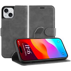 Foto van Just in case premium wallet case voor apple iphone 15 telefoonhoesje grijs