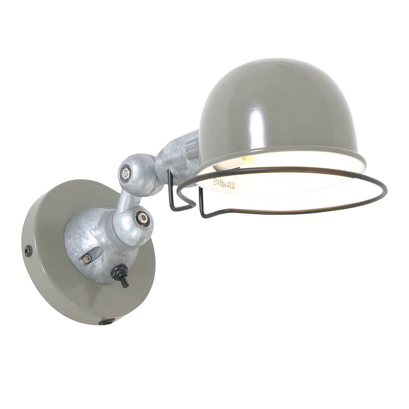 Foto van Industriële wandlamp - mexlite - metaal - industrieel - e14 - l: 29cm - voor binnen - woonkamer - eetkamer - groen