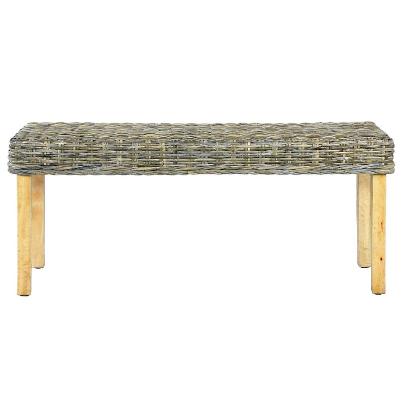 Foto van The living store kubu rattan eetkamerbank - 110x35x45 cm - natuurlijk kubu rattan en massief mangohout - zonder