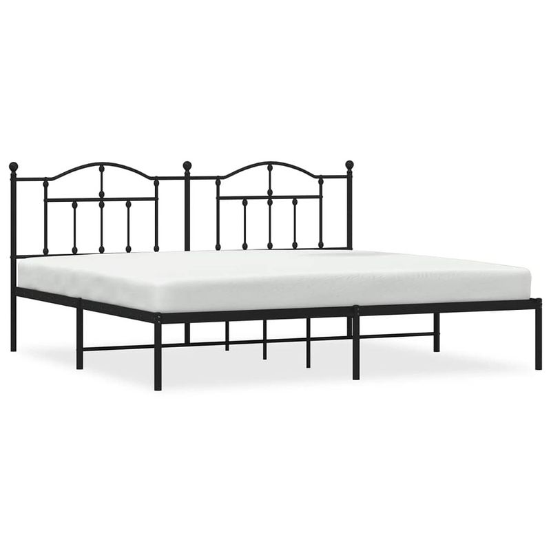 Foto van Vidaxl bedframe met hoofdbord metaal zwart 200x200 cm