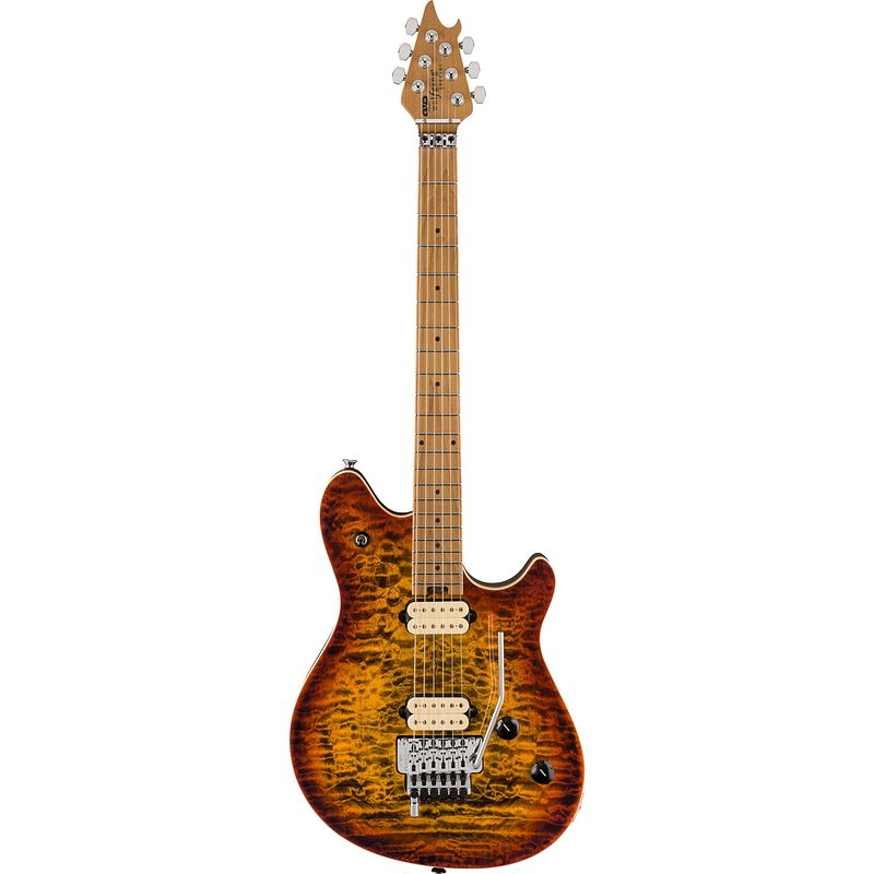 Foto van Evh wolfgang special qm baked maple tiger eye glow elektrische gitaar