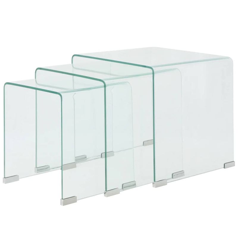 Foto van Vidaxl bijzettafel set 3-dlg transparant gehard glas