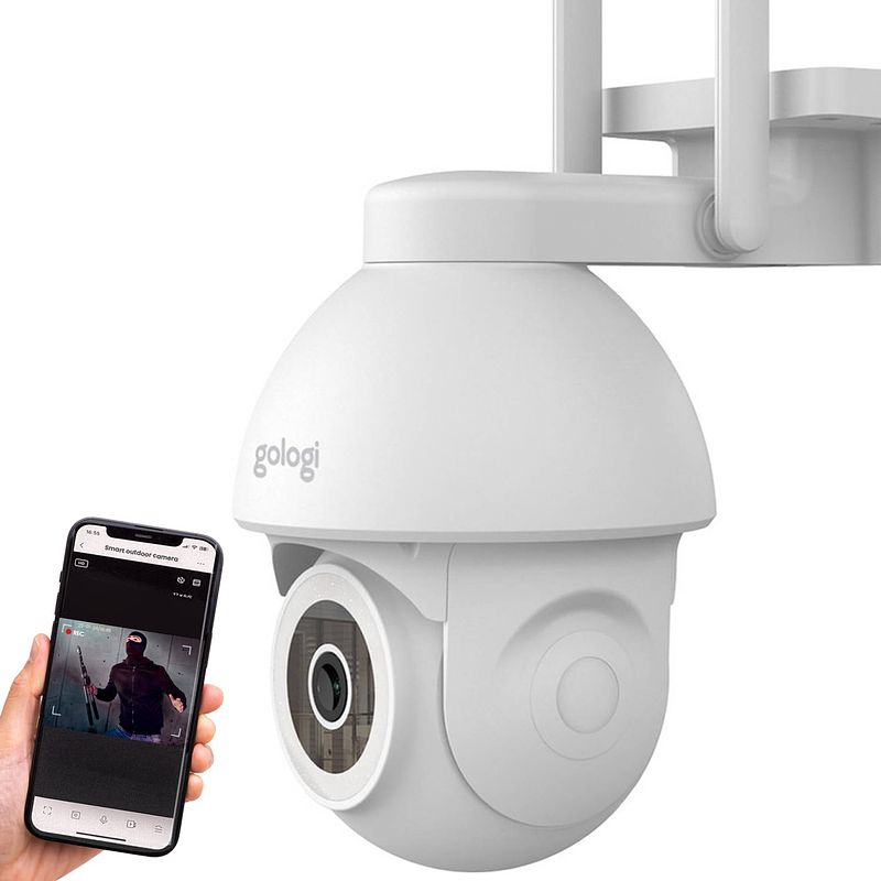 Foto van Gologi superior outdoorcamera - buiten camera met nachtzicht - beveiligingscamera - muur & dakbevestiging - 4mp - wit