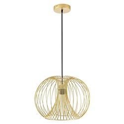 Foto van Hanglamp - hanglampen eetkamer - lampenkappen hanglampen - plafondlampen - staal - goud - ø 37 x 150 h cm
