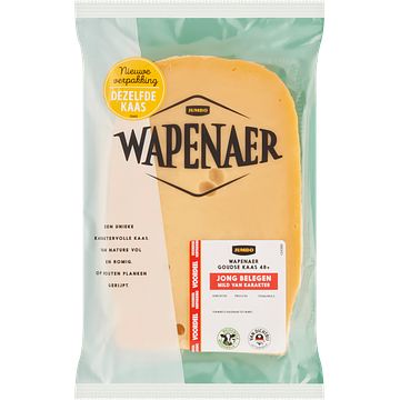 Foto van Wapenaer jong belegen noordhollandse gouda kaas 48+ voordeelverpakking ca. 350g bij jumbo