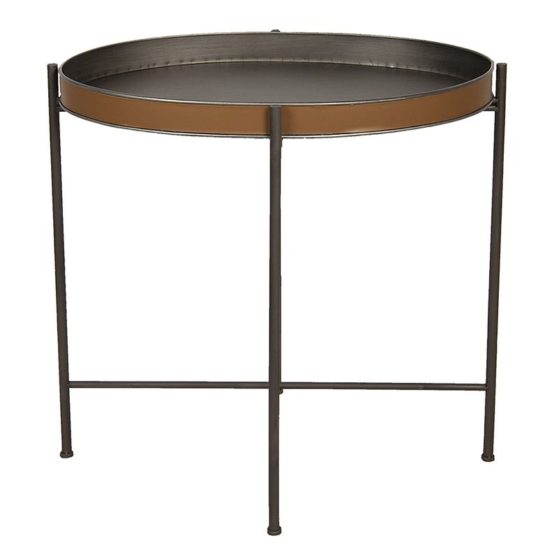 Foto van Clayre & eef bijzettafel 69*47*66 cm bruin ijzer ovaal side table tafeltje bruin side table tafeltje