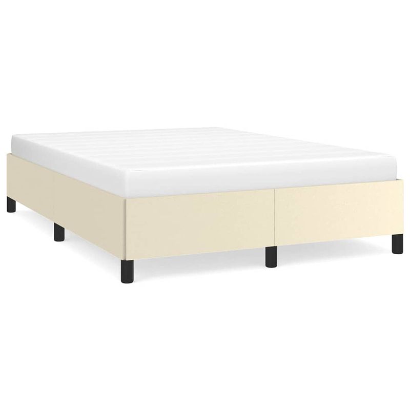 Foto van The living store bedframe - kunstleer - multiplex - 203 x 143 x 35 cm - crème