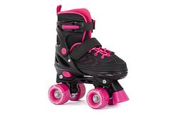 Foto van Aventuri verstelbare rolschaatsen semi softboot zwart/roze maat 27 30 (xs)