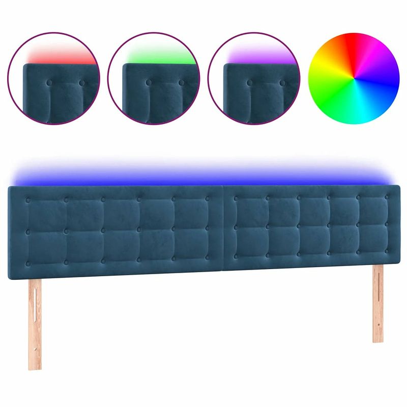 Foto van Vidaxl hoofdbord led 180x5x78/88 cm fluweel donkerblauw